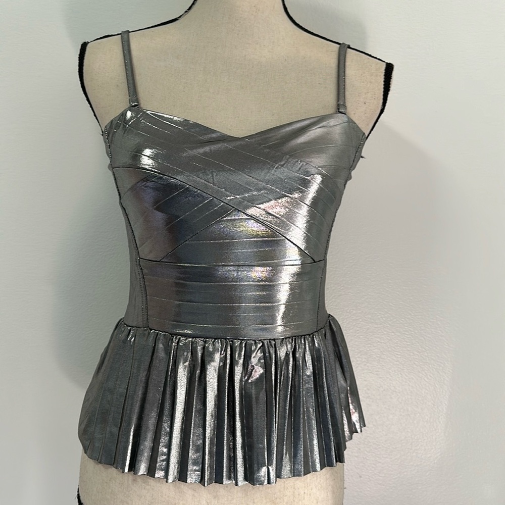 Sincerely Jules Silver Metallic Top